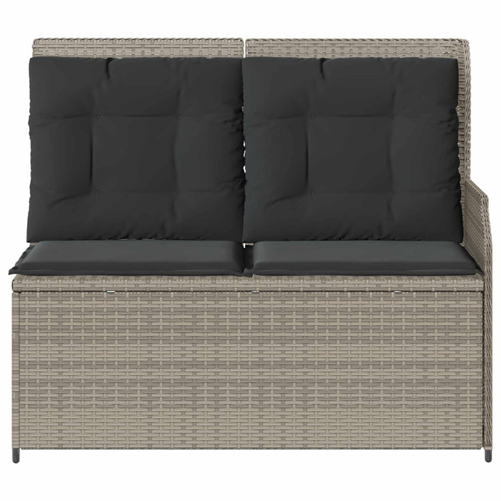 Havebænk med pude Lysegrå polyrattan