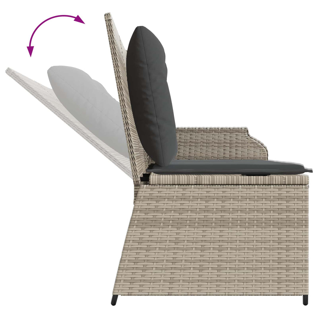 Havebænk med pude Lysegrå polyrattan