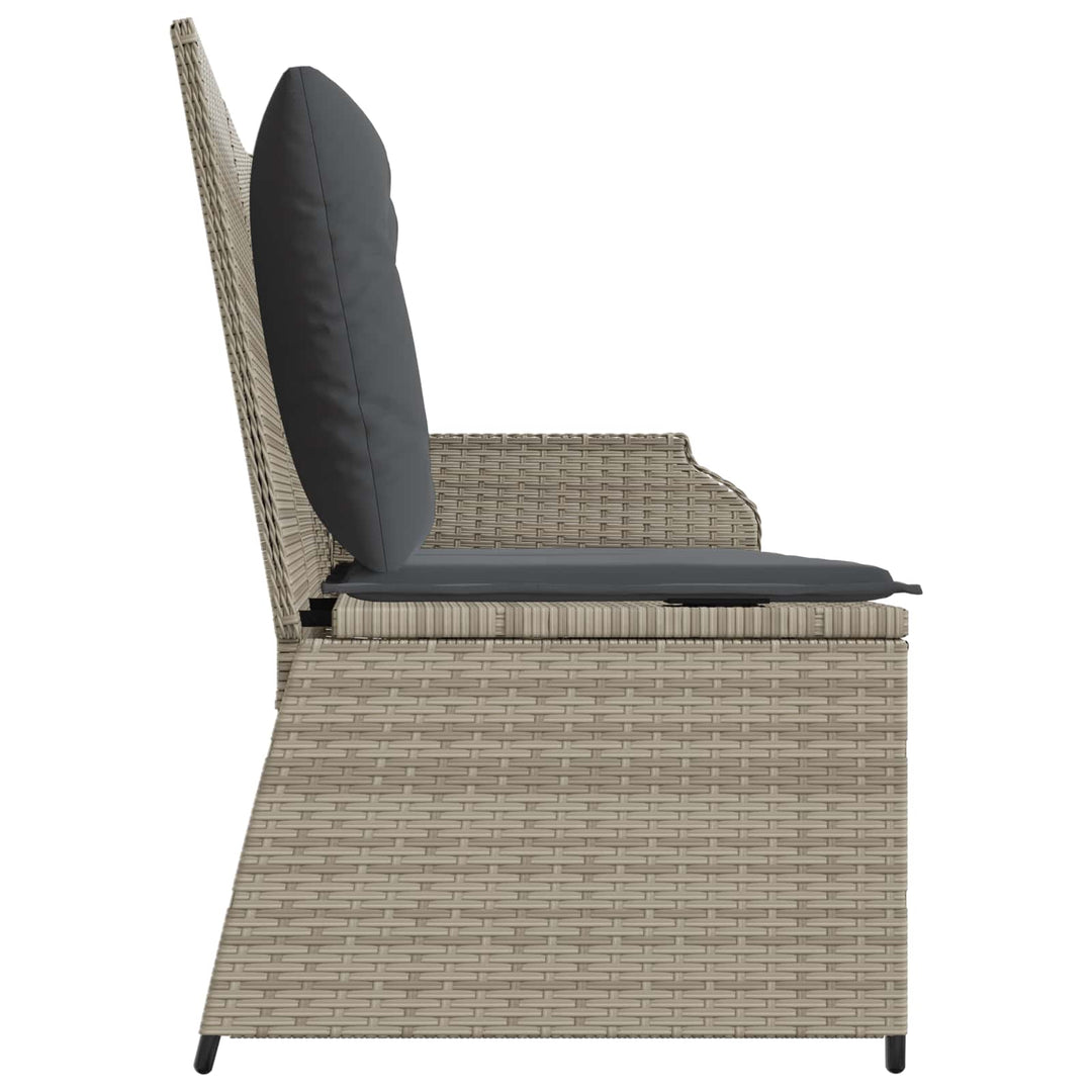 Havebænk med pude Lysegrå polyrattan