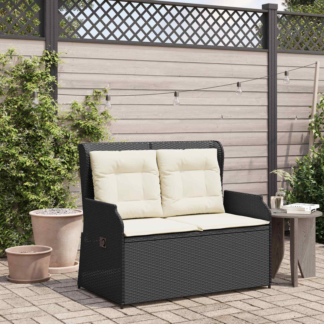 Havebænk Sort polyrattan
