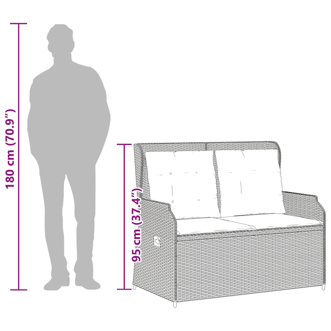 Havebænk Lysegrå polyrattan