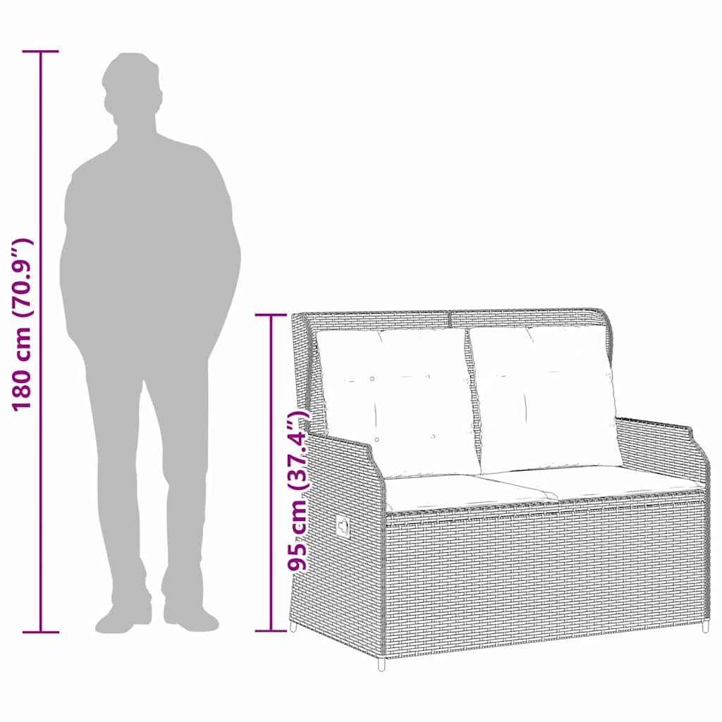 Havebænk Brun polyrattan