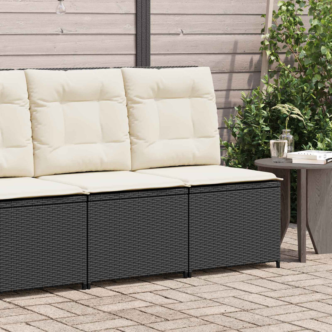 Havemøbelsofa med pude Sort og Cremehvid polyrattan
