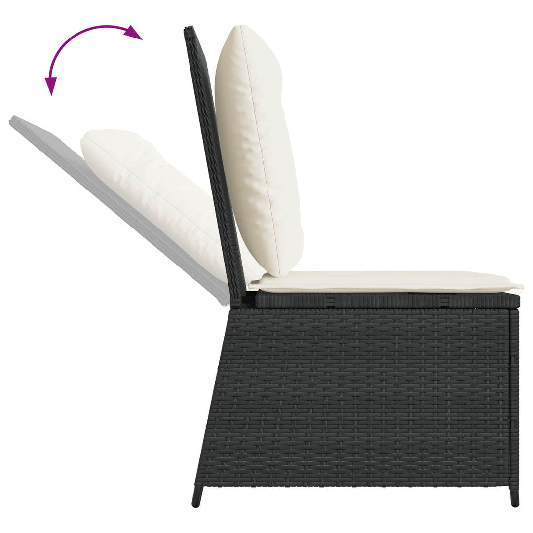 Havemøbelsofa med pude Sort og Cremehvid polyrattan