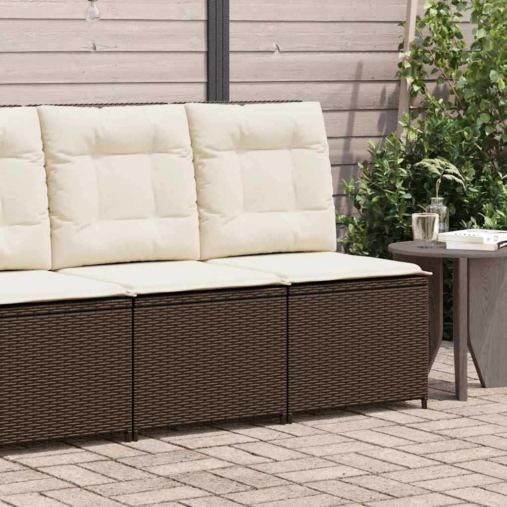 Havemøbelsofa med pude Sort og Cremehvid polyrattan