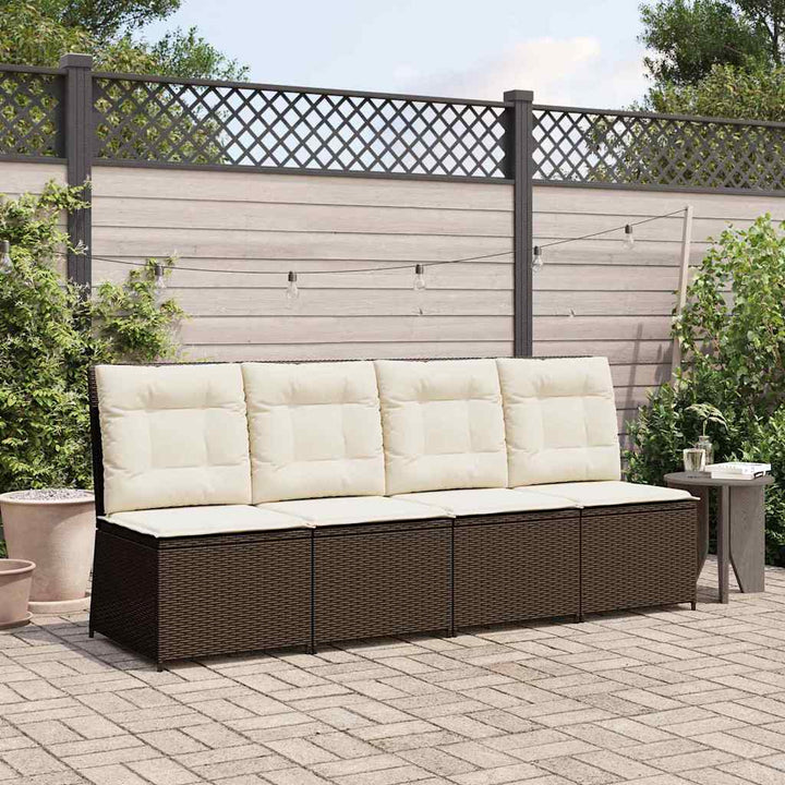 Havemøbelsofa med pude Sort og Cremehvid polyrattan