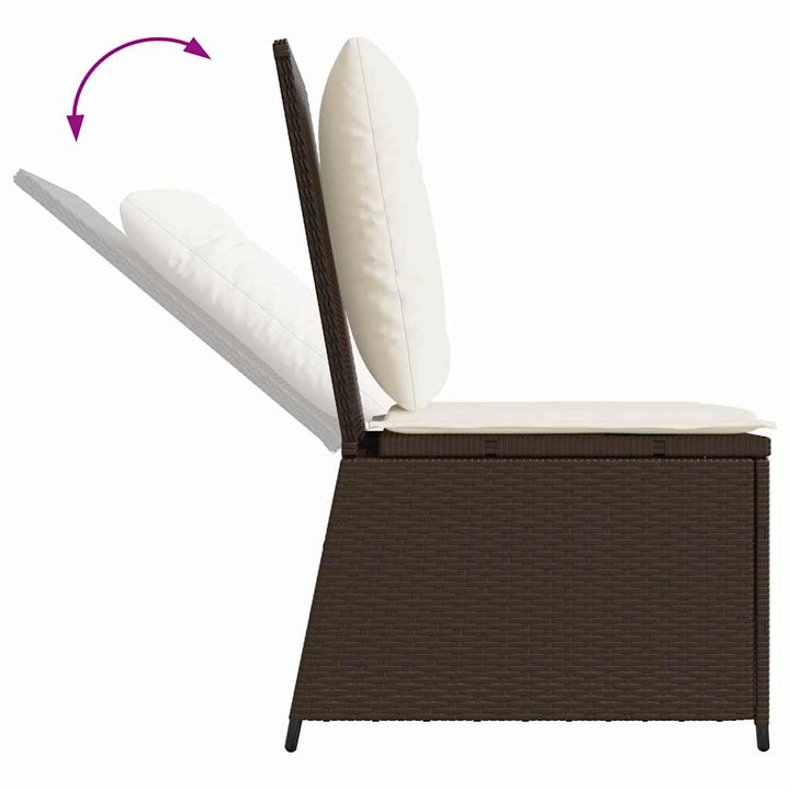 Havemøbelsofa med pude Sort og Cremehvid polyrattan