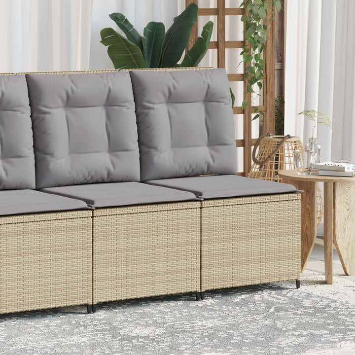 Havemøbelsofa med pude Beige og grå polyrattan