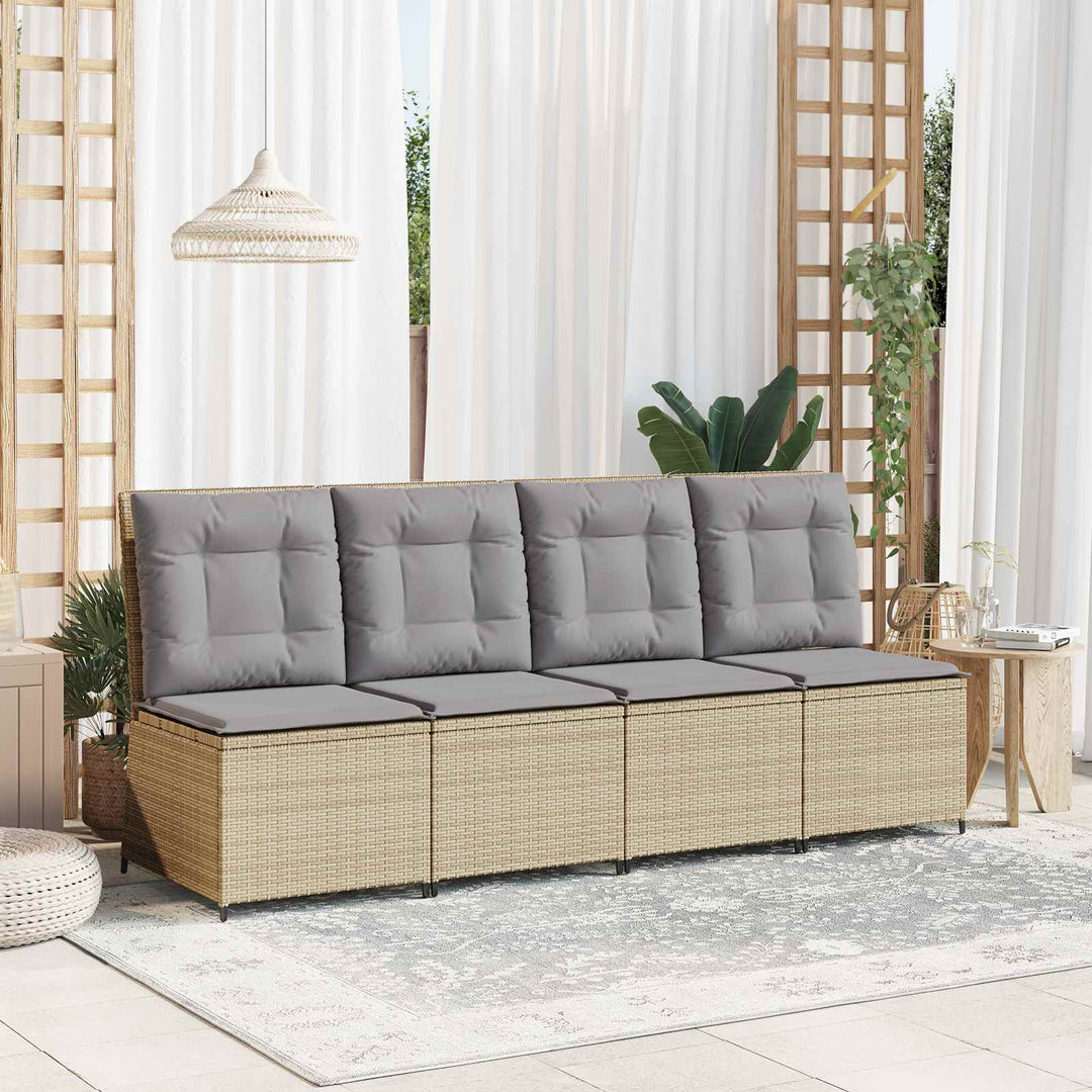 Havemøbelsofa med pude Beige og grå polyrattan