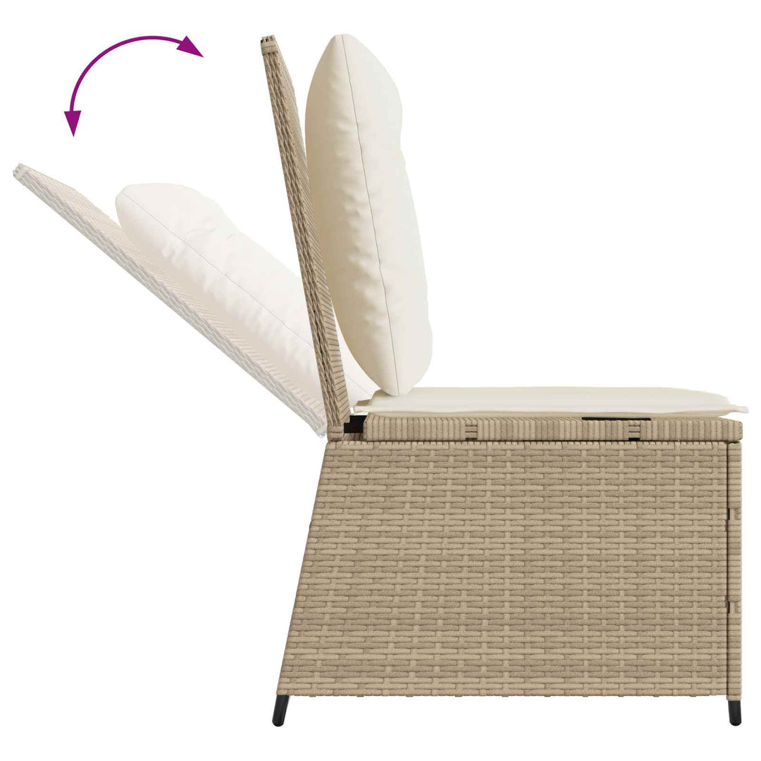Havemøbelsofa med pude Sort og Cremehvid polyrattan