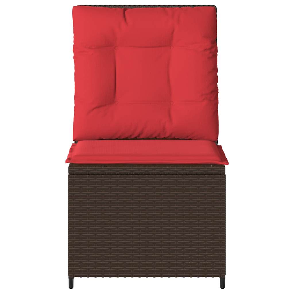 Havemøbelsofa med pude Brun og Rød polyrattan