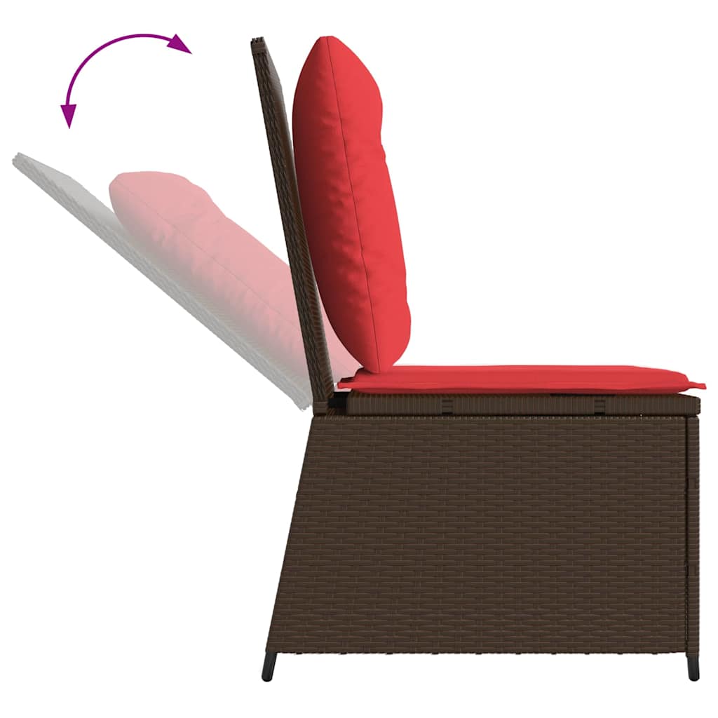 Havemøbelsofa med pude Brun og Rød polyrattan