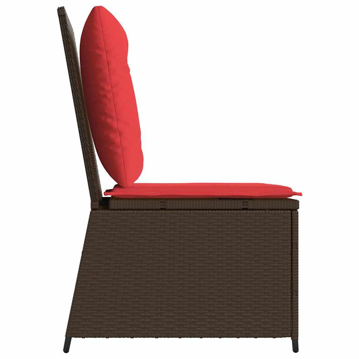Havemøbelsofa med pude Brun og Rød polyrattan