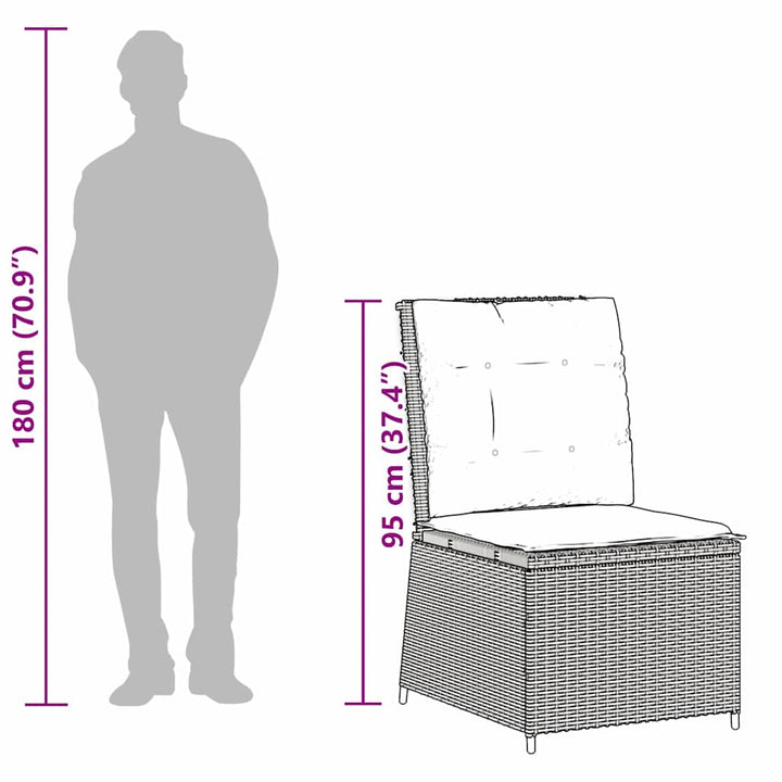 Havemøbelsofa med pude Sort og turkis polyrattan