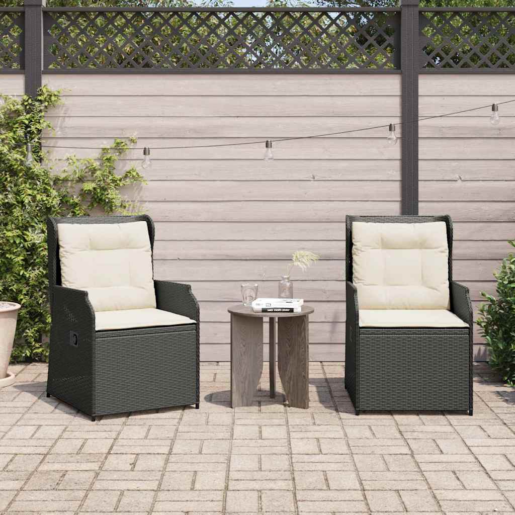 Havebænk 2 pcs Sort polyrattan