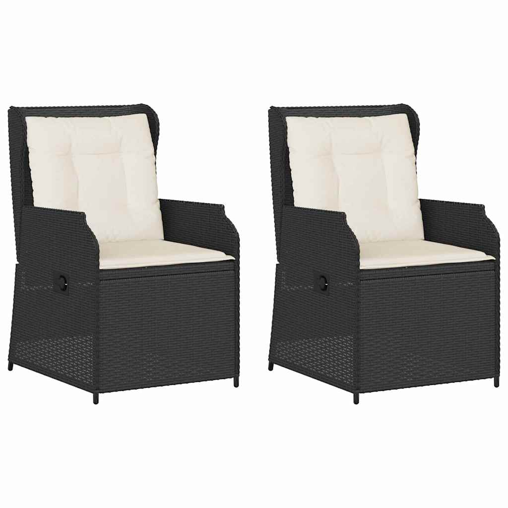 Havebænk 2 pcs Sort polyrattan