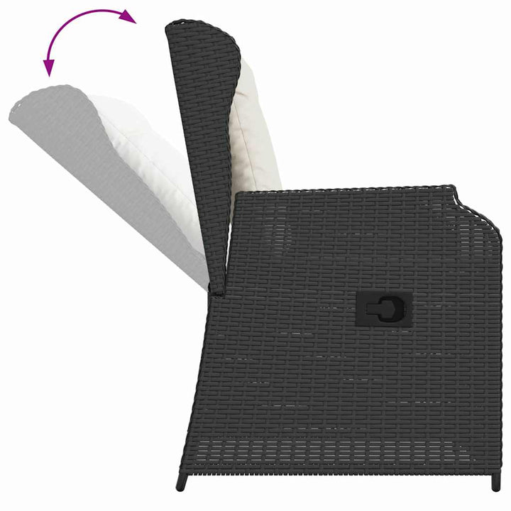 Havebænk 2 pcs Sort polyrattan