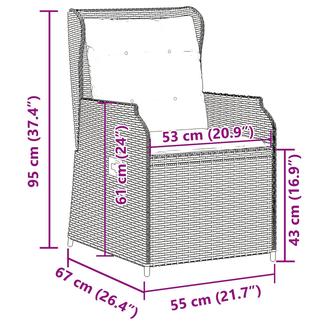 Havebænk 2 pcs Brun polyrattan