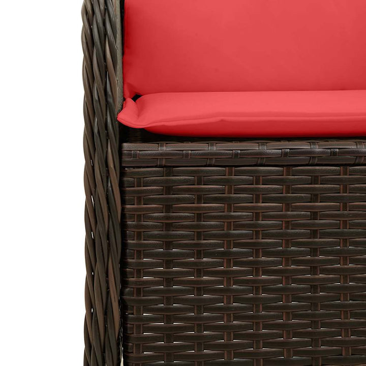 Havebænk 2 pcs Brun polyrattan