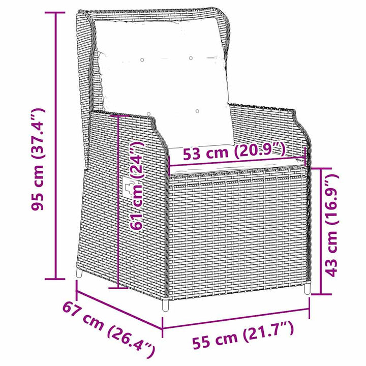 Havebænk 2 pcs Grå polyrattan