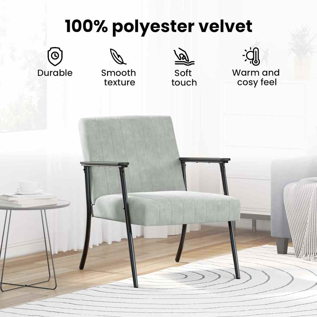 lænestol Lysegrå 59 x 75 x 78 cm Fløjl