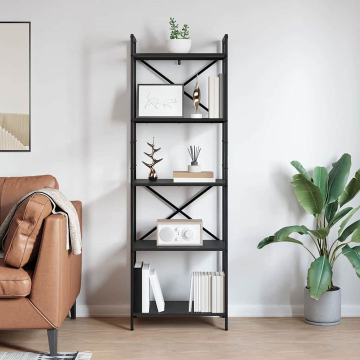Bogreol Sort eg 56 x 34 x 171 cm Konstrueret træ