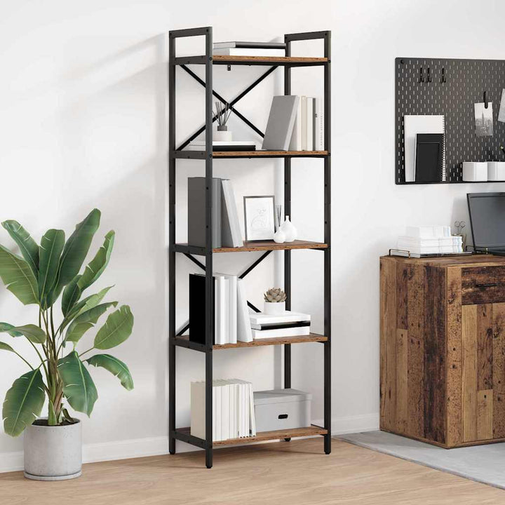 Bogreol Gammelt træ 56 x 34 x 171 cm Konstrueret træ