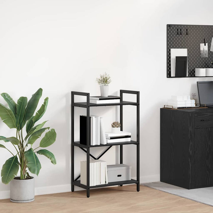 Bogreol 3 niveauer 56 x 34 x 96 cm Konstrueret træ Sort eg
