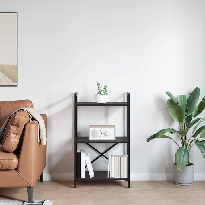 Bogreol 3 niveauer 56 x 34 x 96 cm Konstrueret træ Sort eg