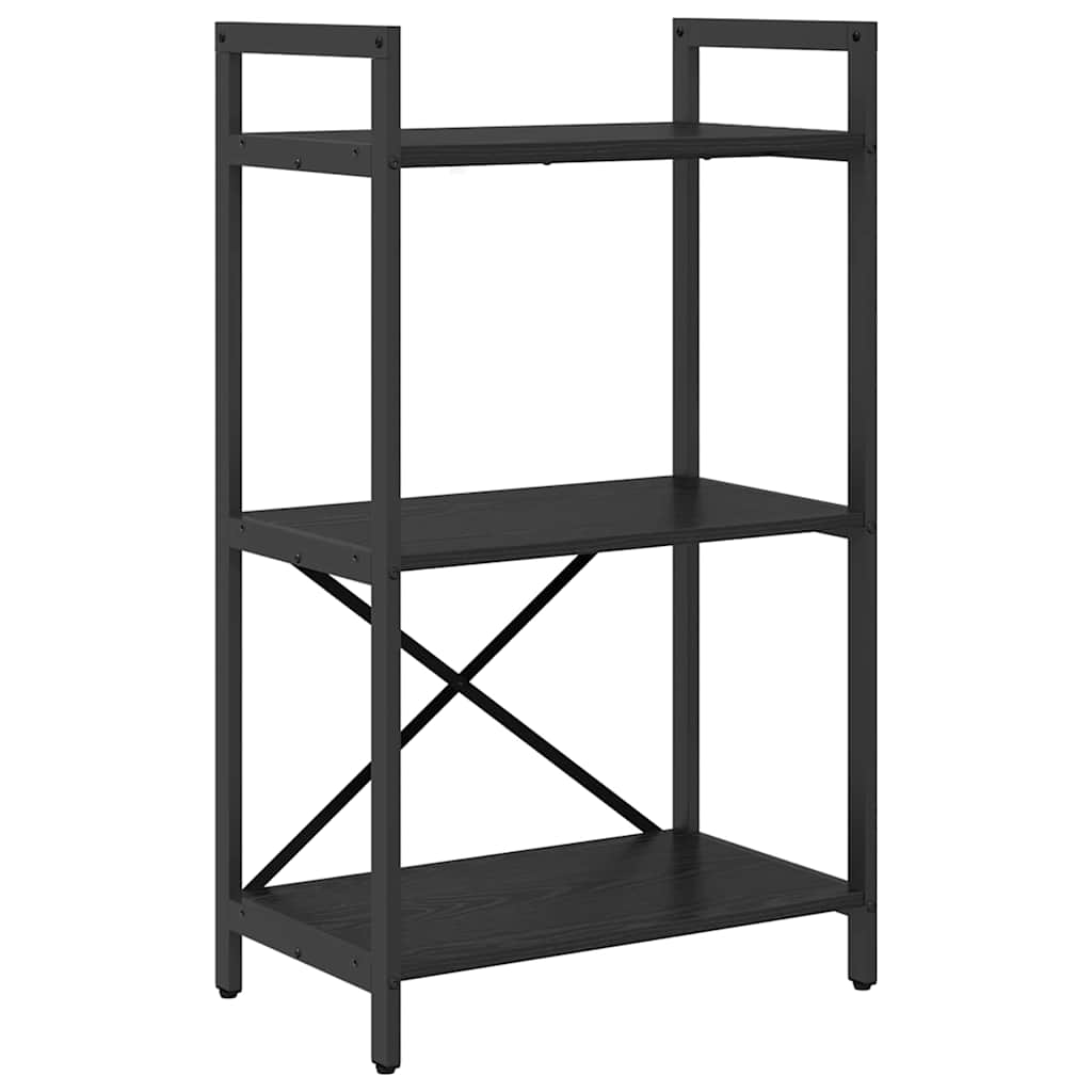 Bogreol 3 niveauer 56 x 34 x 96 cm Konstrueret træ Sort eg