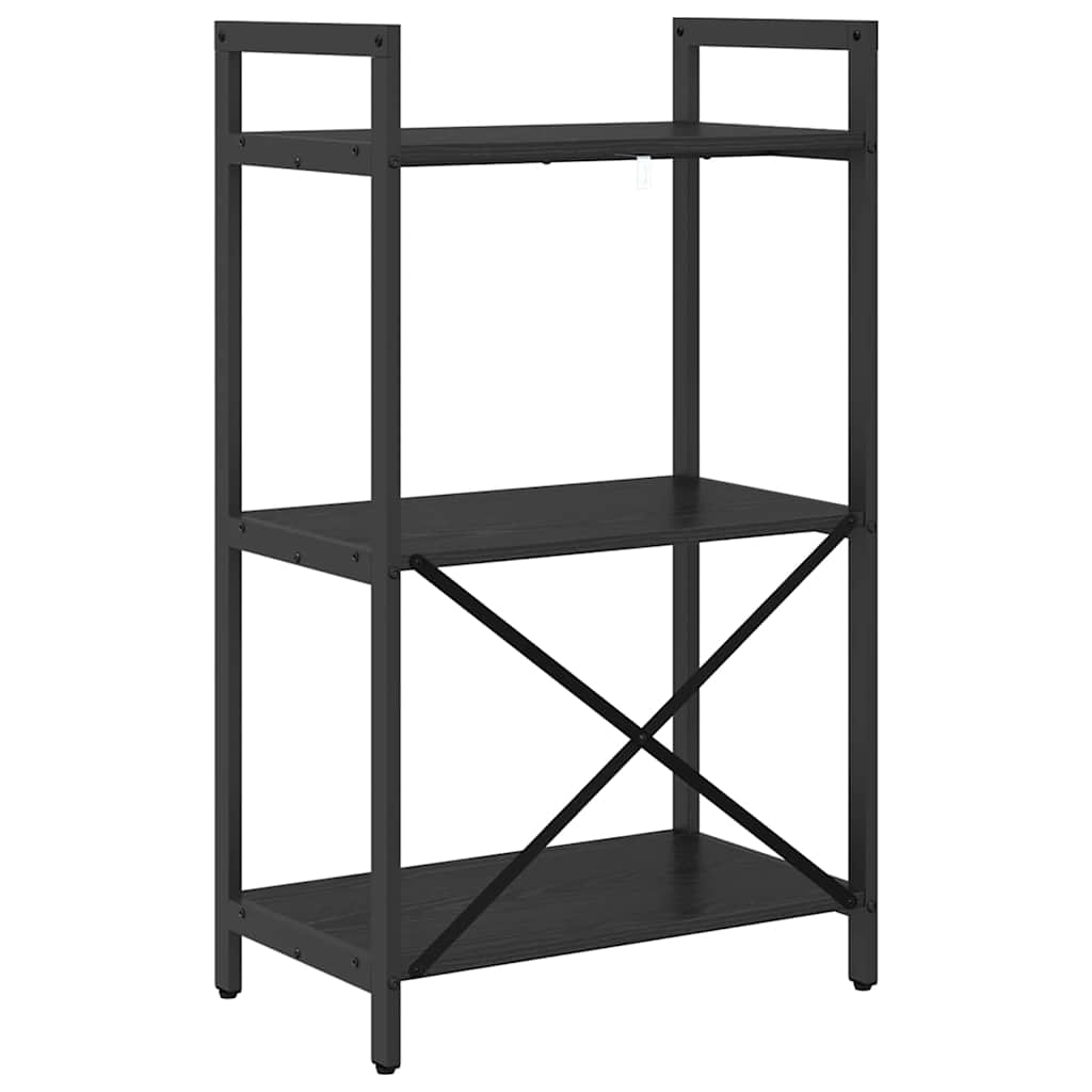 Bogreol 3 niveauer 56 x 34 x 96 cm Konstrueret træ Sort eg