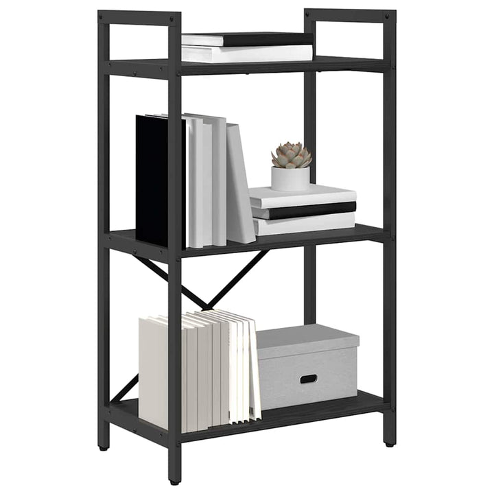 Bogreol 3 niveauer 56 x 34 x 96 cm Konstrueret træ Sort eg