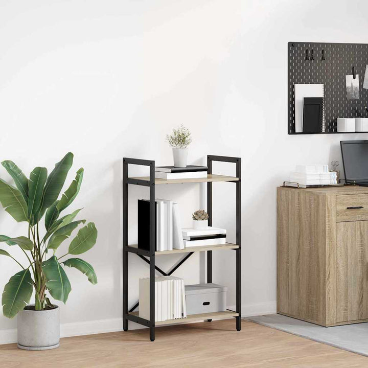 Bogreol 3 niveauer 56 x 34 x 96 cm Konstrueret træ Sonoma eg