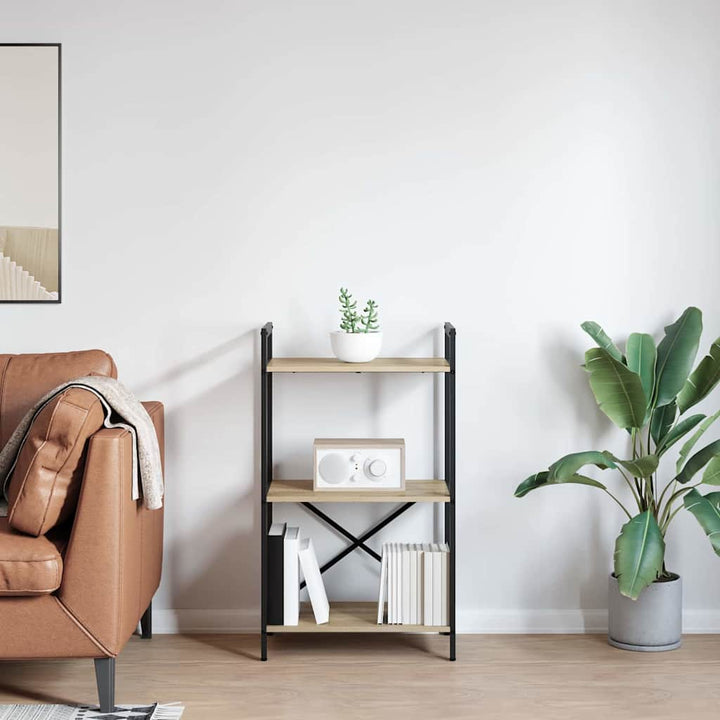 Bogreol 3 niveauer 56 x 34 x 96 cm Konstrueret træ Sonoma eg