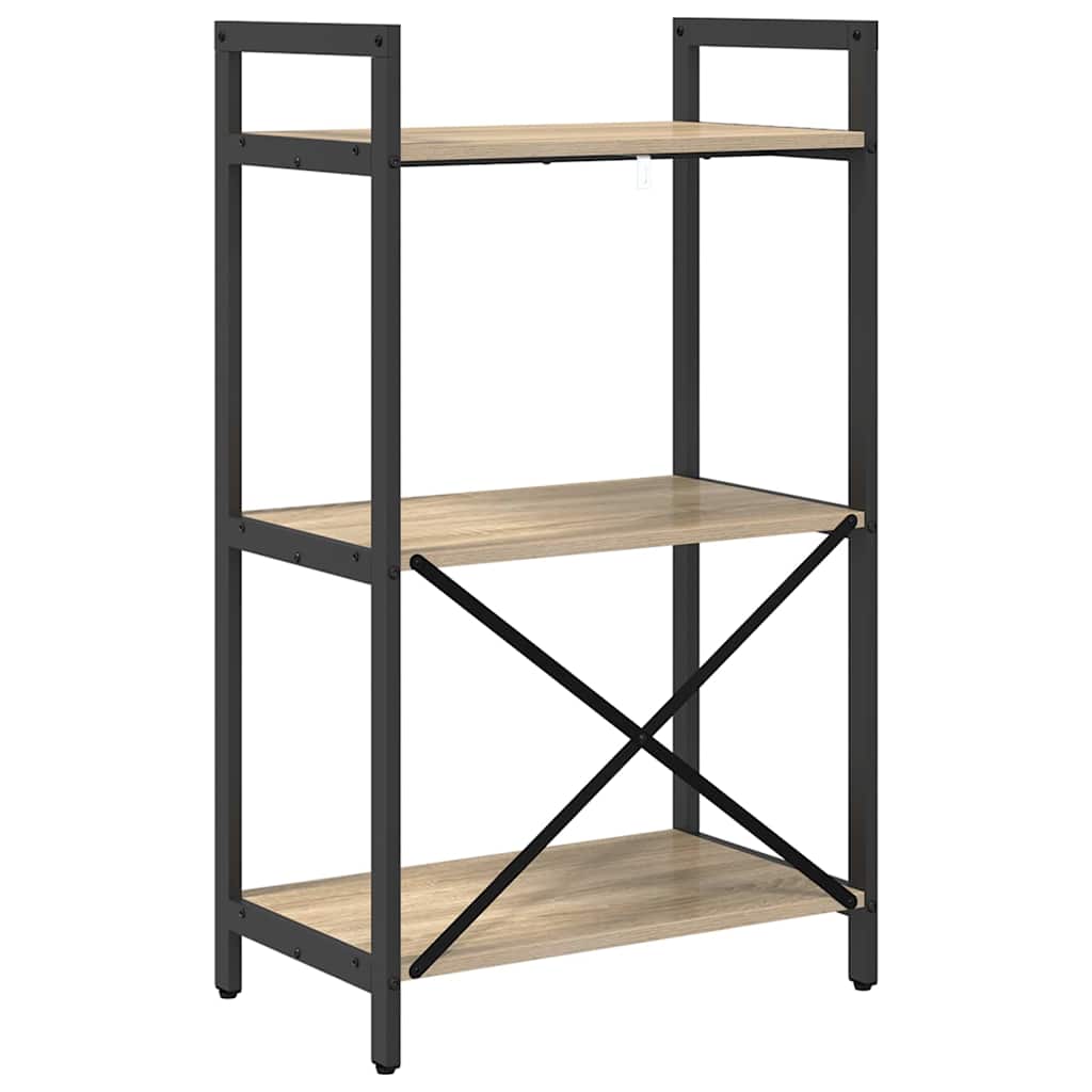 Bogreol 3 niveauer 56 x 34 x 96 cm Konstrueret træ Sonoma eg