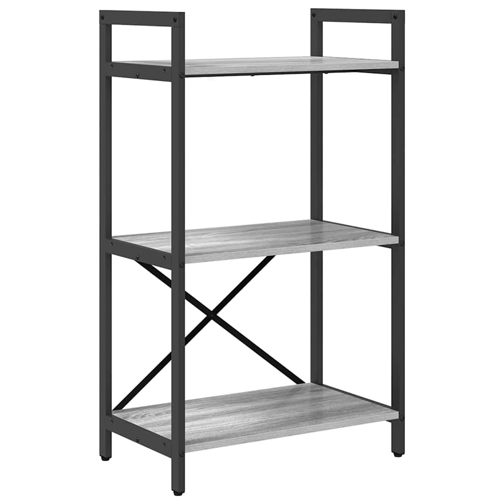 Bogreol 3 niveauer 56 x 34 x 96 cm Konstrueret træ Grå Sonoma