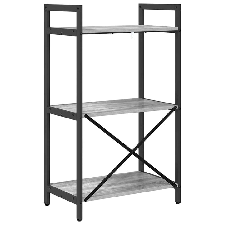 Bogreol 3 niveauer 56 x 34 x 96 cm Konstrueret træ Grå Sonoma