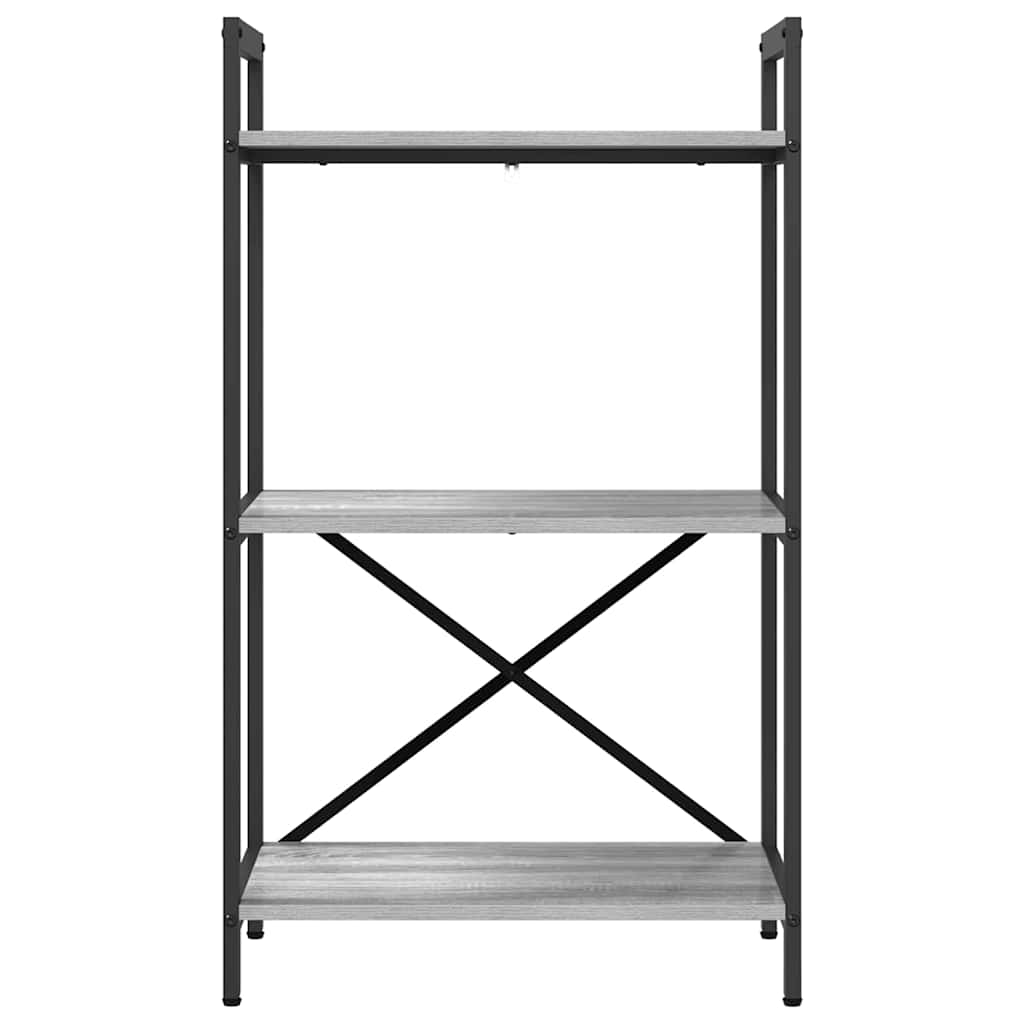 Bogreol 3 niveauer 56 x 34 x 96 cm Konstrueret træ Grå Sonoma