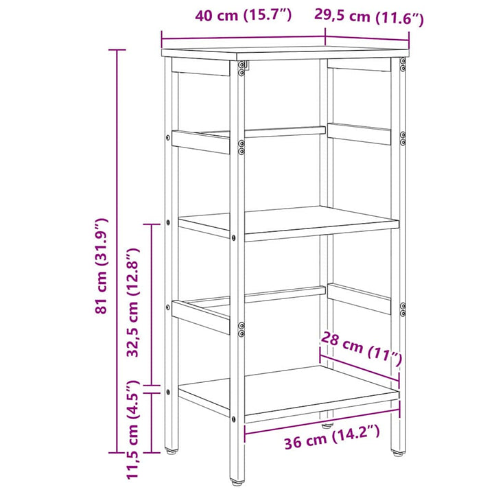 Bogreol Sort eg 40 x 29,5 x 81 cm Konstrueret træ