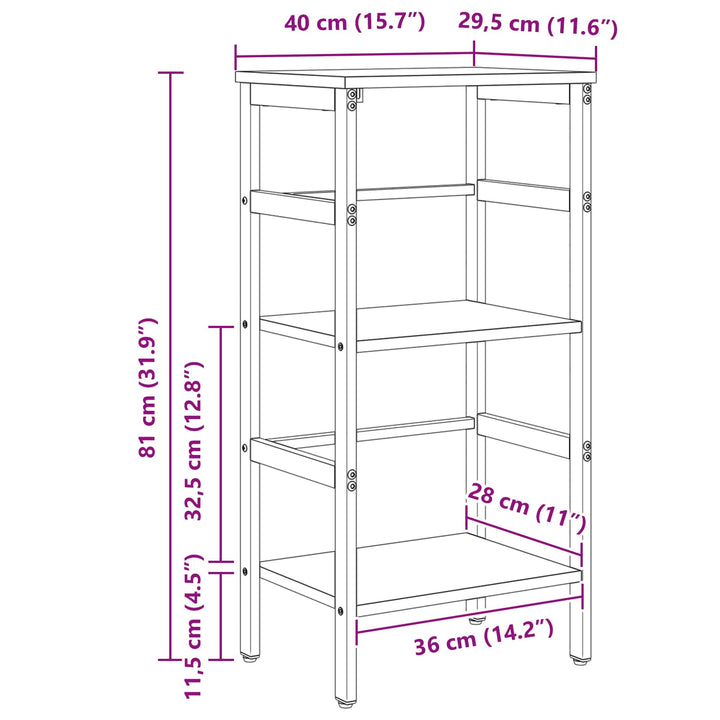 Bogreol Sonoma eg 40 x 29,5 x 81 cm Konstrueret træ