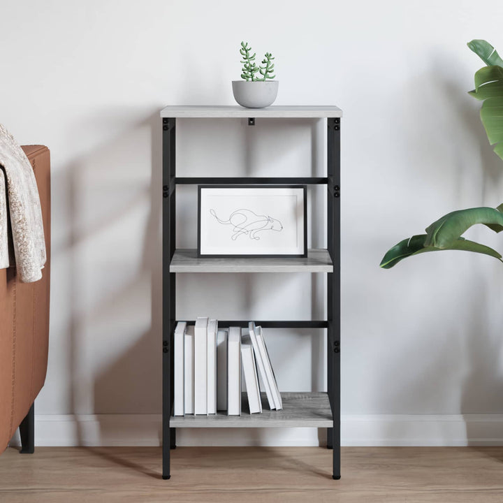 Bogreol 2 niveauer 40 x 29,5 x 81 cm Konstrueret træ Grå Sonoma