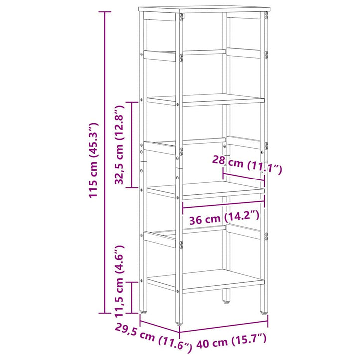Bogreol Sonoma eg 40 x 29,5 x 115 cm Konstrueret træ