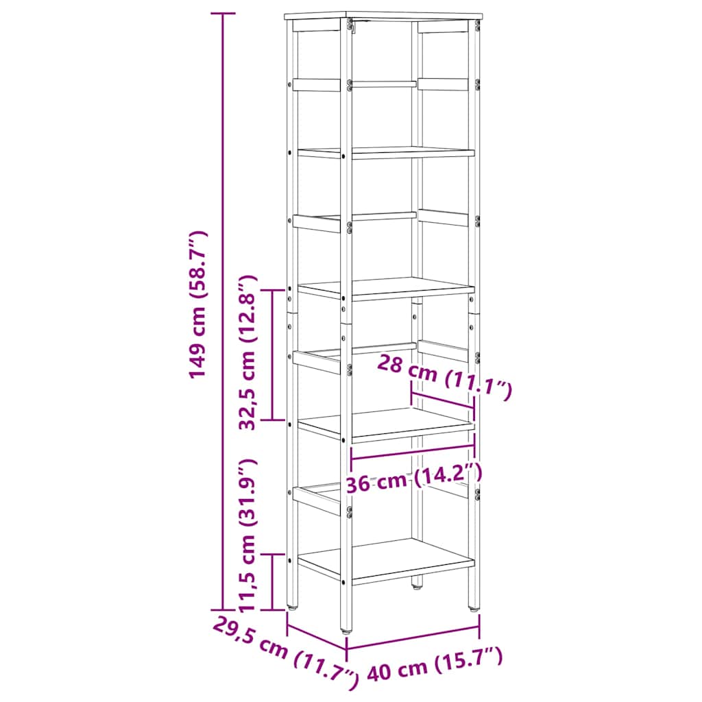 Bogreol Sort eg 40 x 29,5 x 149 cm Konstrueret træ