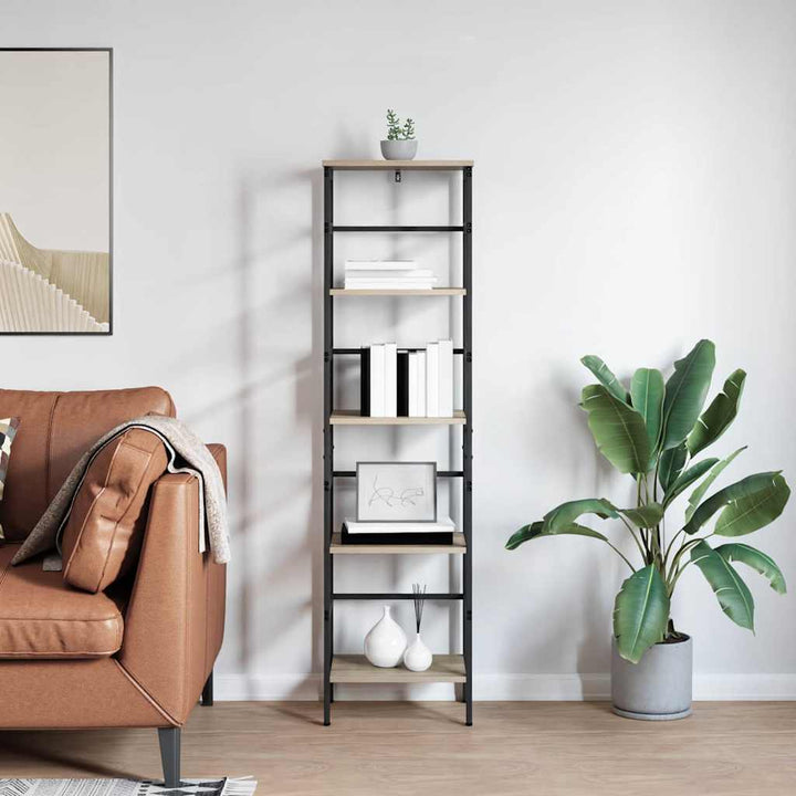 Bogreol 4 niveauer 40 x 29,5 x 149 cm Konstrueret træ Sonoma eg