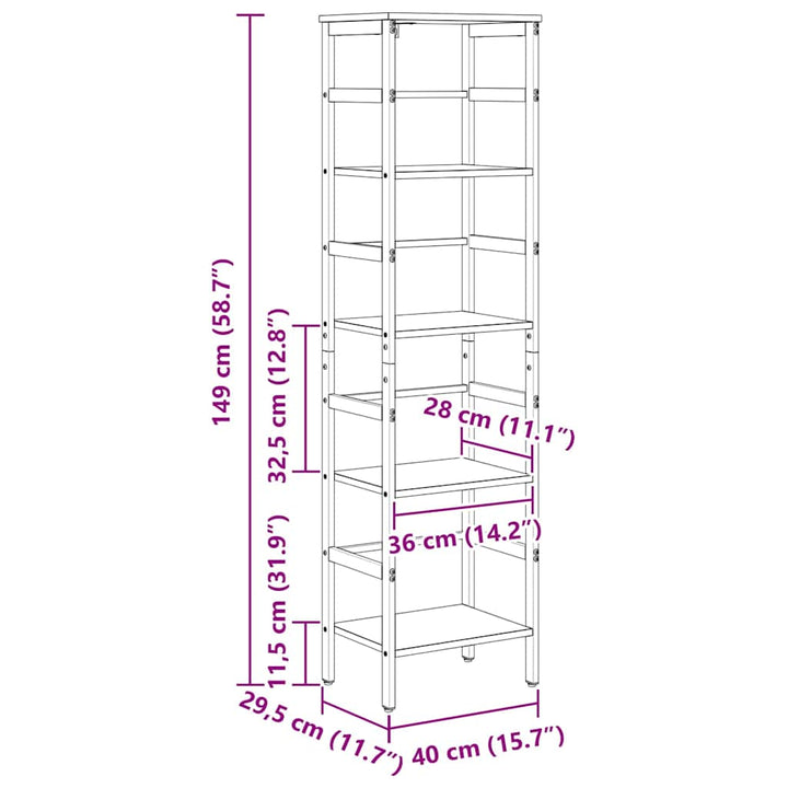 Bogreol Sonoma eg 40 x 29,5 x 149 cm Konstrueret træ