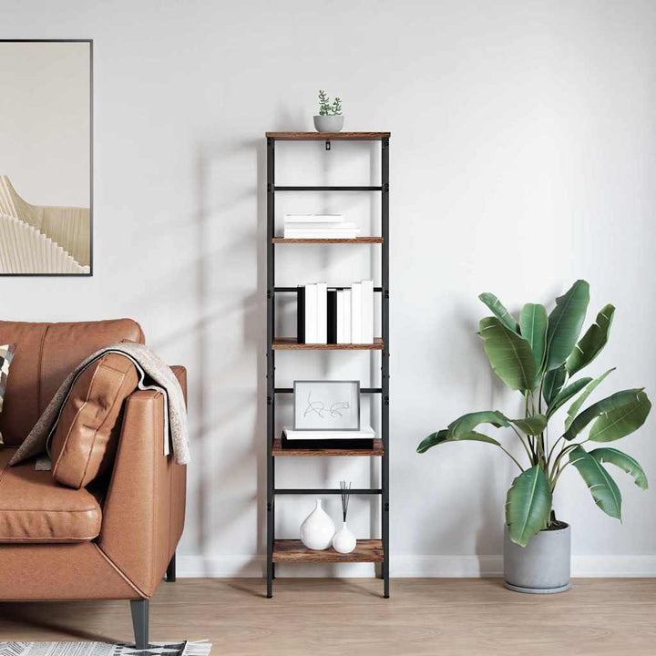 Bogreol 4 niveauer 40 x 29,5 x 149 cm Konstrueret træ Røget eg
