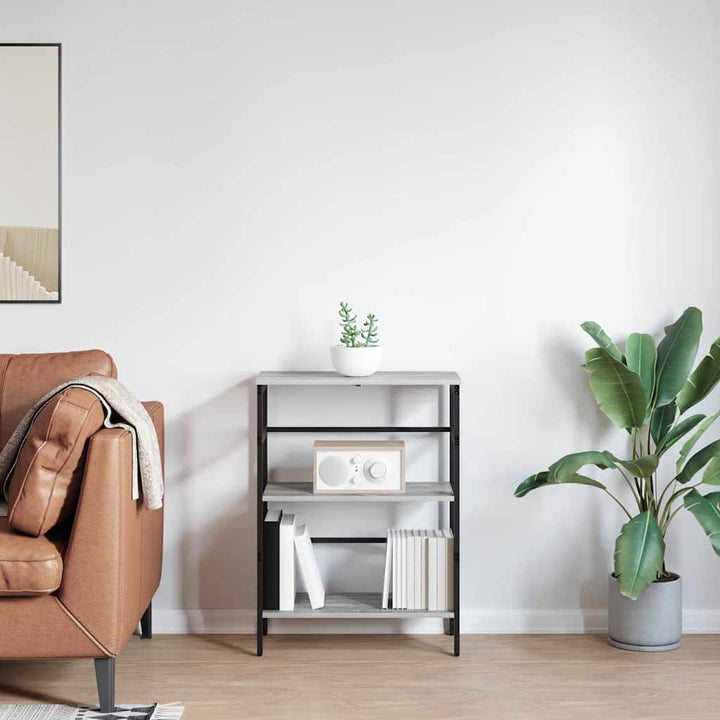 Bogreol 2 niveauer 60 x 29,5 x 81 cm Konstrueret træ Grå Sonoma