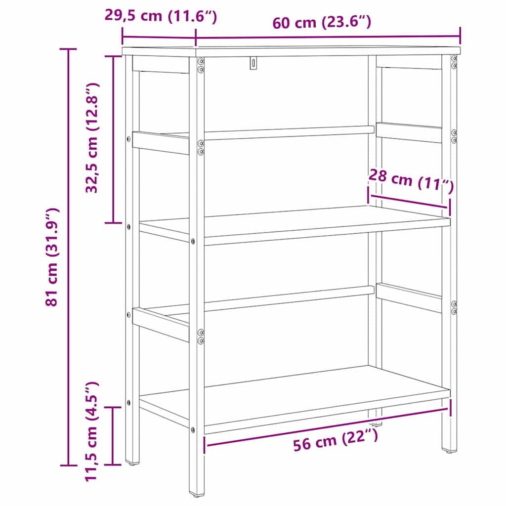 Bogreol Gammelt træ 60 x 29,5 x 81 cm Konstrueret træ