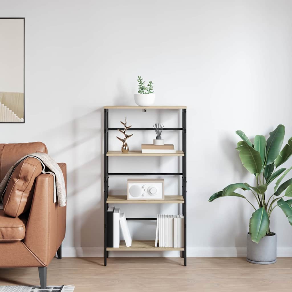 Bogreol 3 niveauer 60 x 29,5 x 115 cm Konstrueret træ Sonoma eg