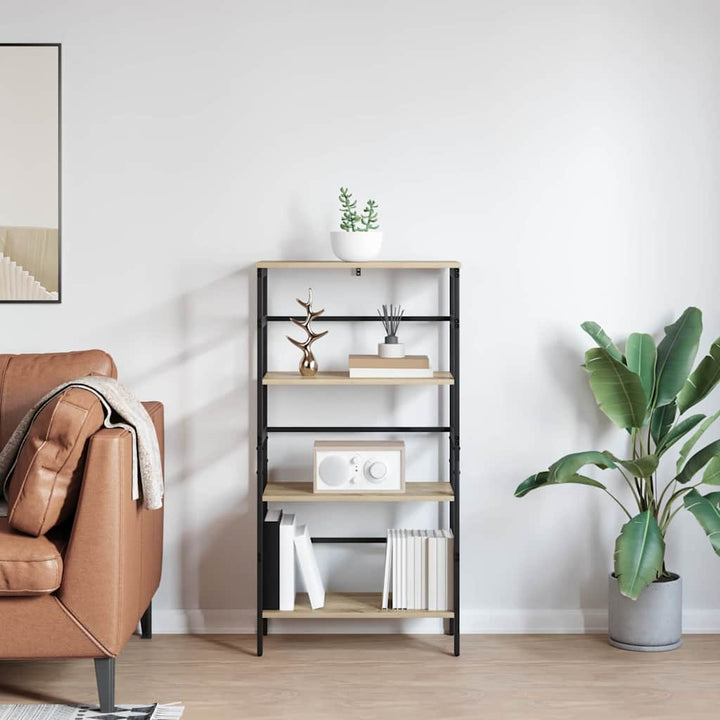 Bogreol 3 niveauer 60 x 29,5 x 115 cm Konstrueret træ Sonoma eg